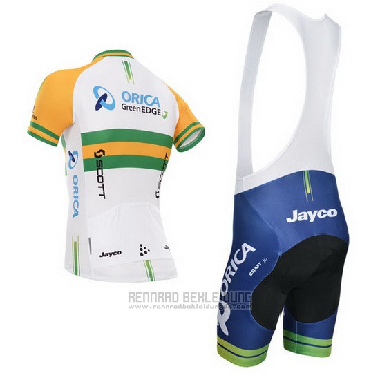 2014 Fahrradbekleidung Orica GreenEDGE Champion Osterreich Trikot Kurzarm und Tragerhose